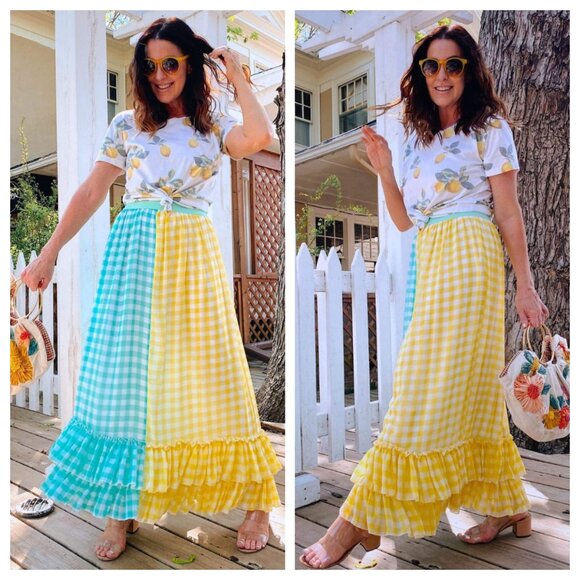 Anthropologie Eva Franco Lynsey Gingham Maxi Skirt 1x (Plus) - Picture 3 of 8
